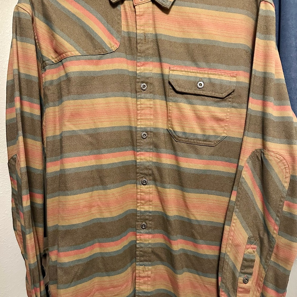 Howler Brothers Brown and Orange Casual Button Down Shirt